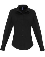 Ladies Stretch Fit Poplin Long Sleeve Cotton Shirt