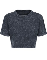 Ladies` Acid Washed Cropped Tee