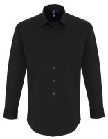 Mens Stretch Fit Poplin Long Sleeve Cotton Shirt