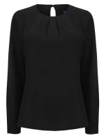 Ladies Pleat Front Long Sleeved Blouse