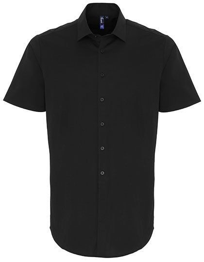 Mens Stretch Fit Poplin Short Sleeve Cotton Shirt