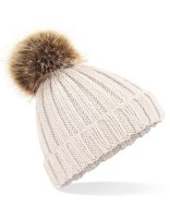 Junior Faux Fur Pom Pom Chunky Beanie