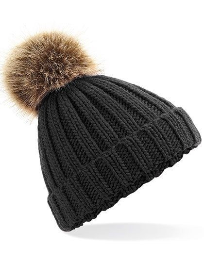 Junior Faux Fur Pom Pom Chunky Beanie