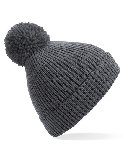 Engineered Knit Ribbed Pom Pom Beanie